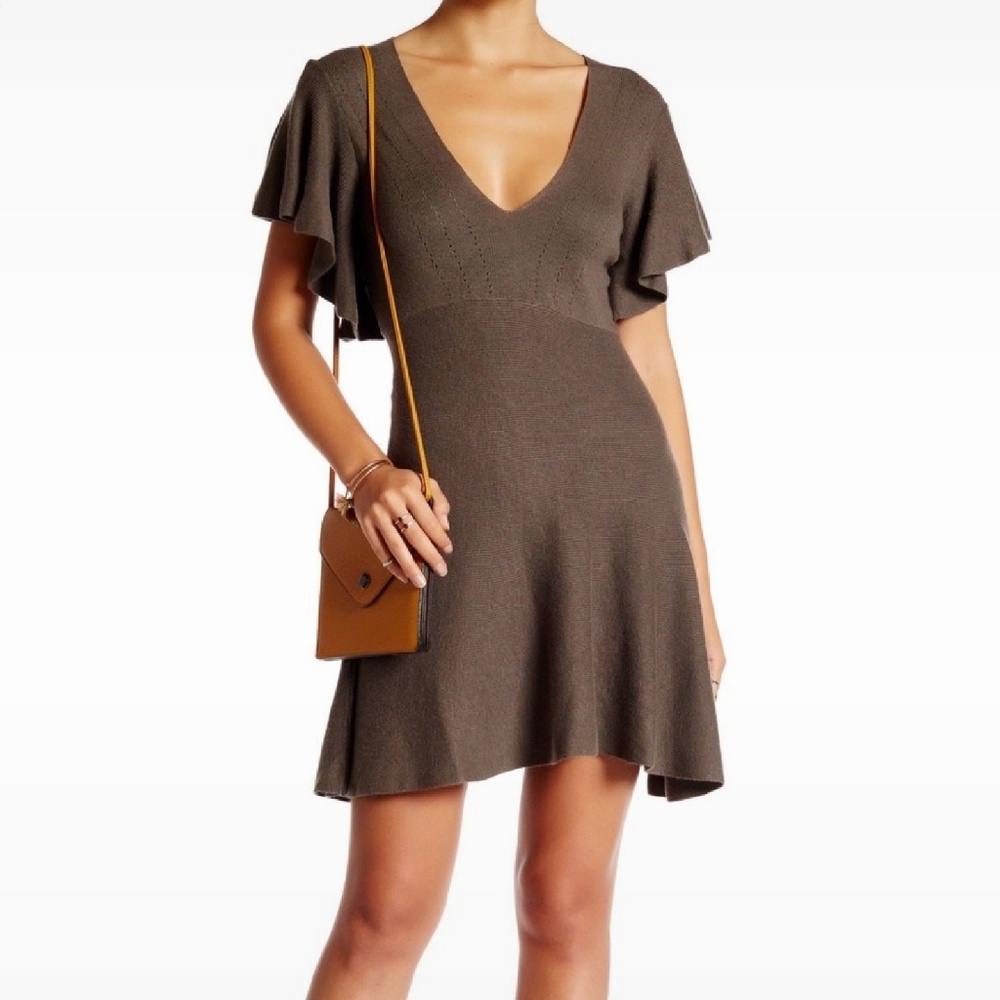 Free People ruffle sleeve sweater dress